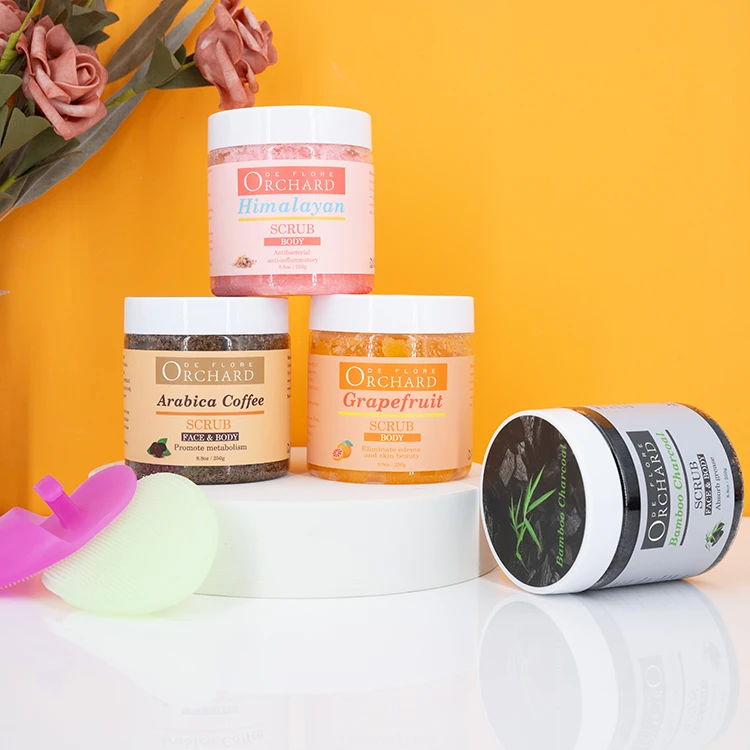 

In Stock Private Label Natural Skin Exfoliating Grapefruit Whitening Body Scrub, Brown