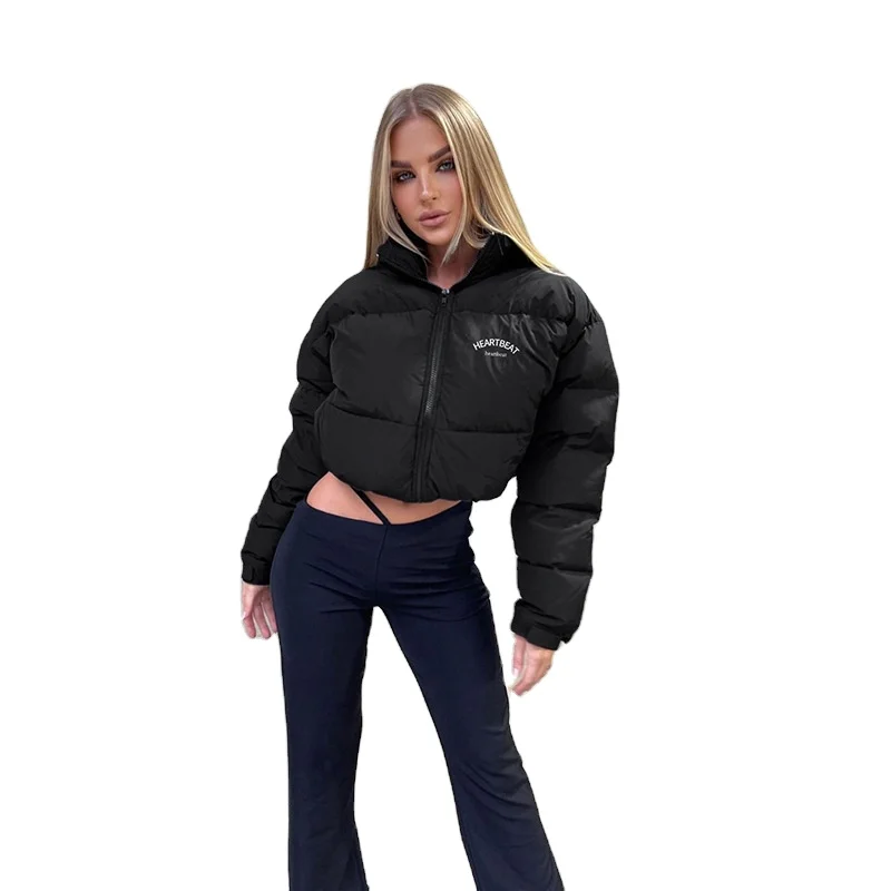 

womens winter clothing 2021 long sleeve coat zipper fashionable puffer Bubble ladies cropped puff jacket