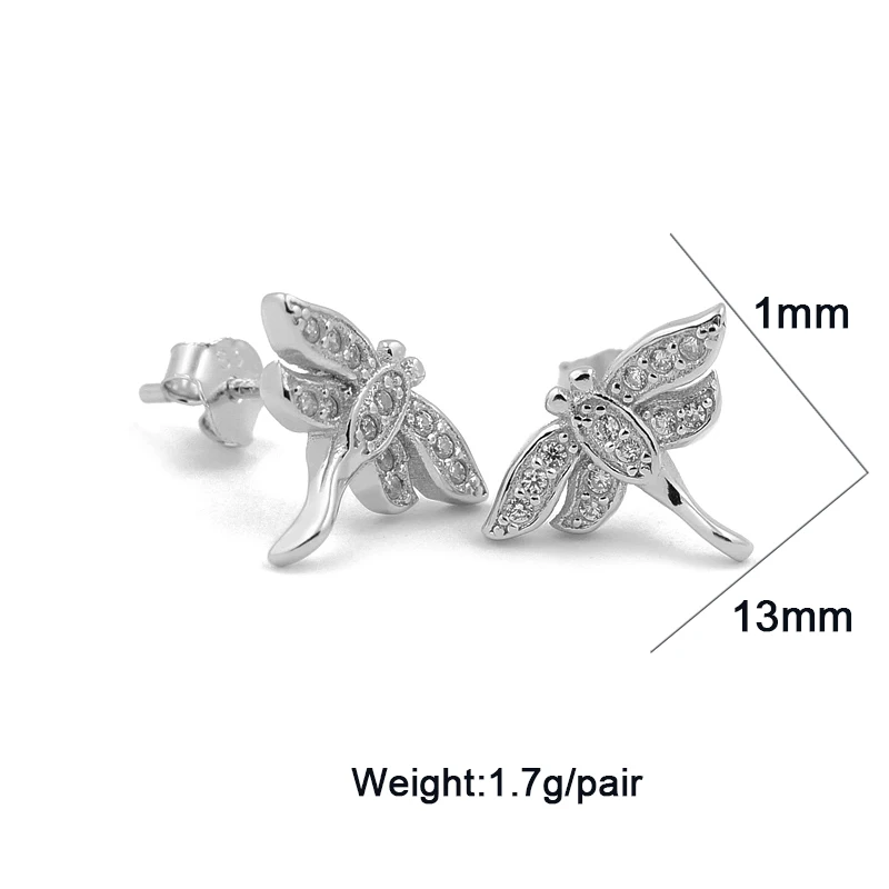 

Druzy Hot Selling Silver Jewellert Rhodium Plated Nickel Free Stud Dragonfly Earrings