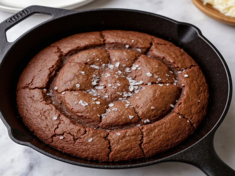 Brownie pan with sea salt flakes sprinkled on top