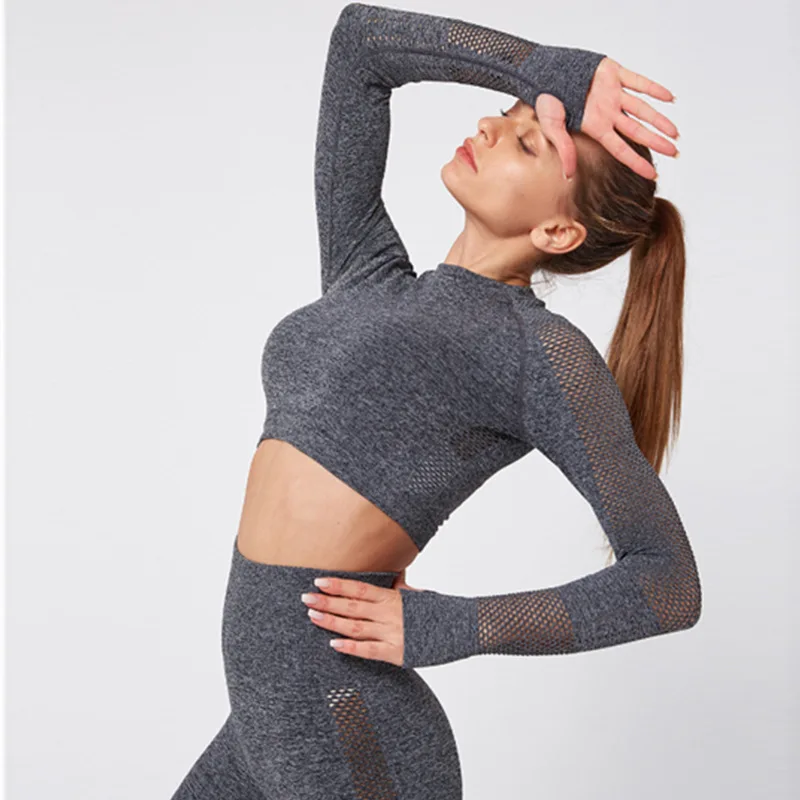 

Seamless high quality long sleeve top gym clothes work out apparel woman, Customized colors