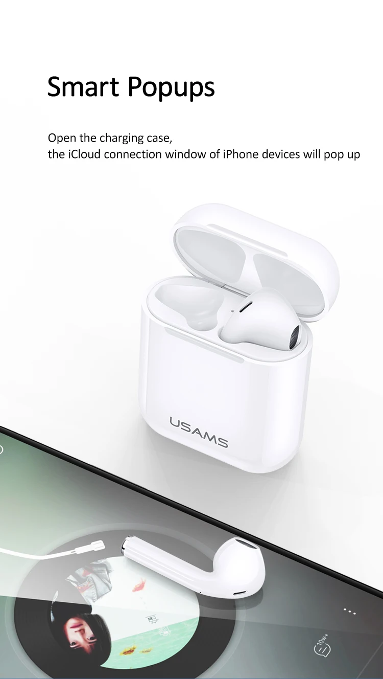 USAMS Amazon Promotional Wholesale Cheapest In-ear Wireless Music TWS Bluetooth Earphones Headphone - ANKUX.COM