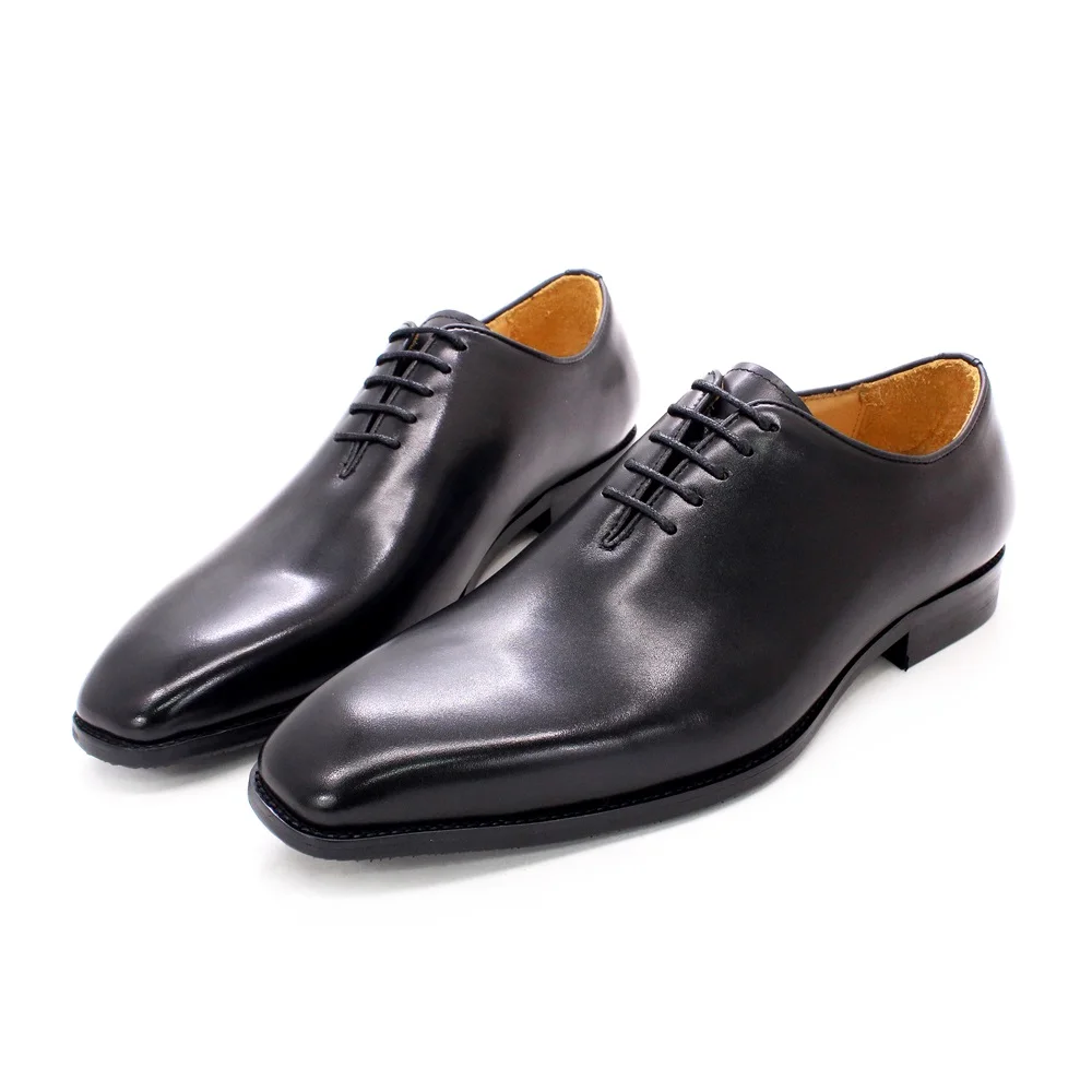 Wholesale square Toe Lace- up Men's Dress Shoes Genuine Leather Factory Price Business Shoes for Man