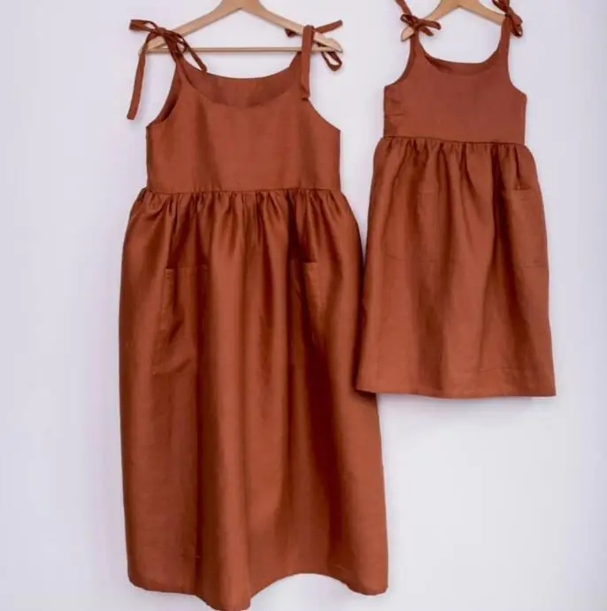

Top selling products new fashion little girl summer cotton linen dress with pocket