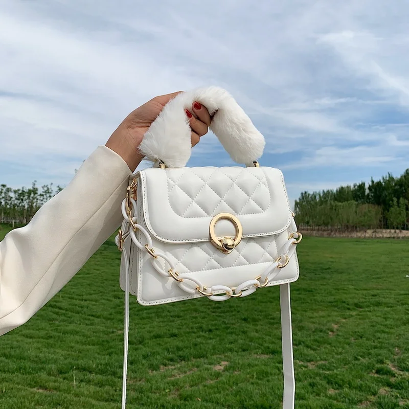 

2021 Hot sale bolsa faux fur handle purse designer ladies hand bags famous brands luxury handbags for women