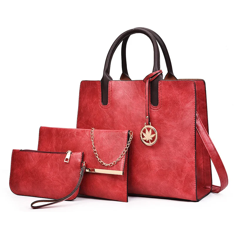 

wholesale Sac a main femme drop shipping 3 piece PU Luxury Ladies leather handbag women's luxury tassel handbag set