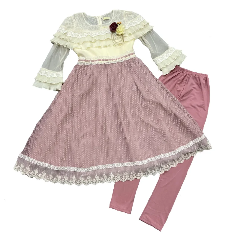 

Pakistan new lace skirt girl in 2021 child clothing set, Picture shows