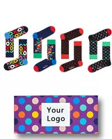 

Socks Custom Made Happy Pattern 100% Cotton Men Female Crew Dress Socks