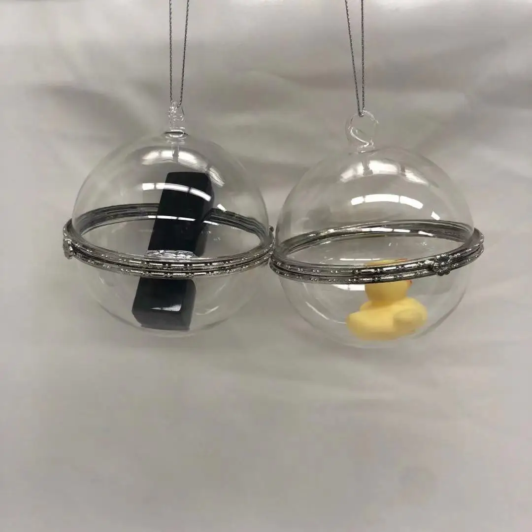 

High Quality Clear Glass Openable Fillable Two-half Clasp Ball Ornament, All color is available