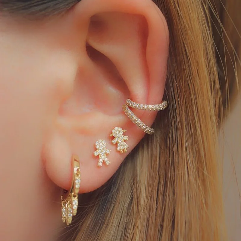 925 sterling silver cute lovely cz girl boy stud earring