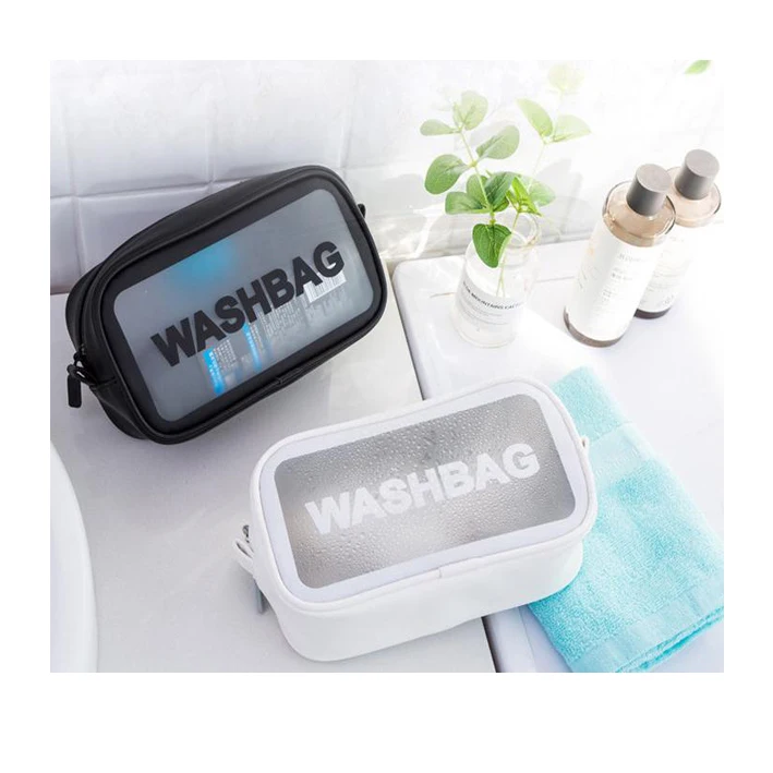 

Custom Logo Private Label Toilet Bag Zipper White Black Waterproof Travel Makeup Clear Cosmetic Bag 2021