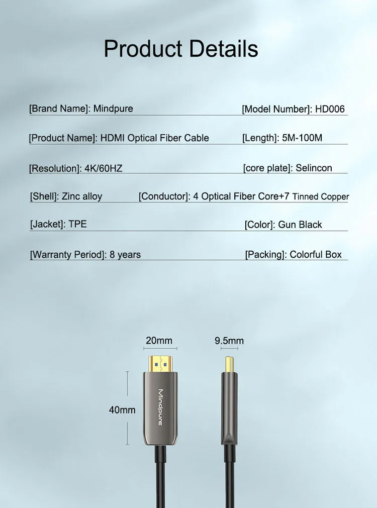 New Product 2.0v 4k 60Hz 60Fps Cable active fiber optic HDMI Cable - ANKUX.COM
