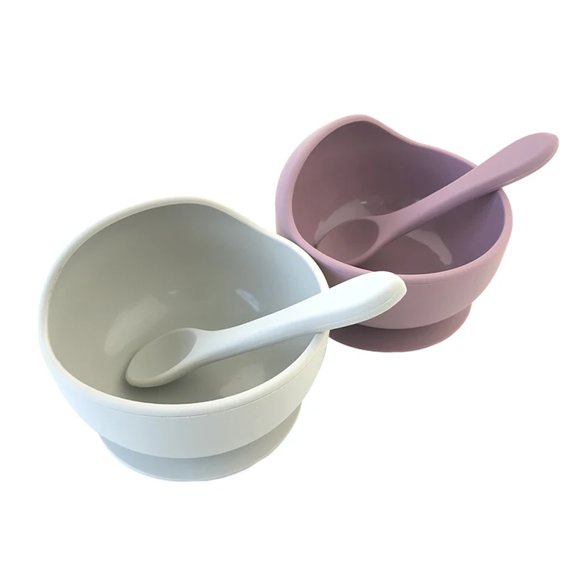 

Eco-friendly Heat Resistant Food Grade BPA Free Silicone Baby Feeding Set Toddler Suction Bowl With Spoon, Pantone color