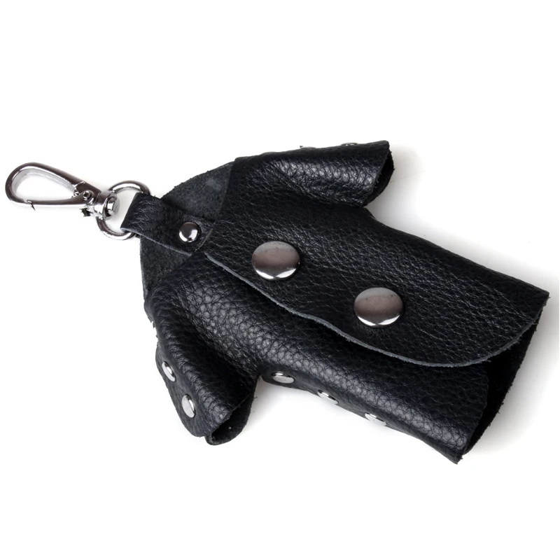 

TIDING Custom Handmade Black Genuine Leather Key Bag Key Chain Holder