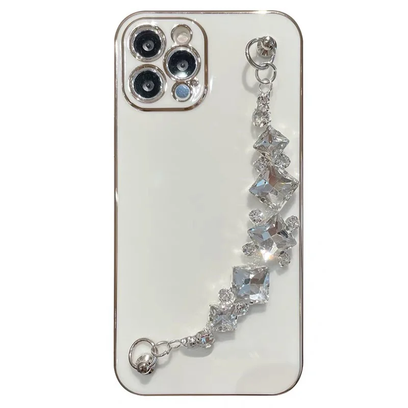 

Bling bilng wrist strap phone case girly mobile cover for apple 11 pro luxury design phone case with strap