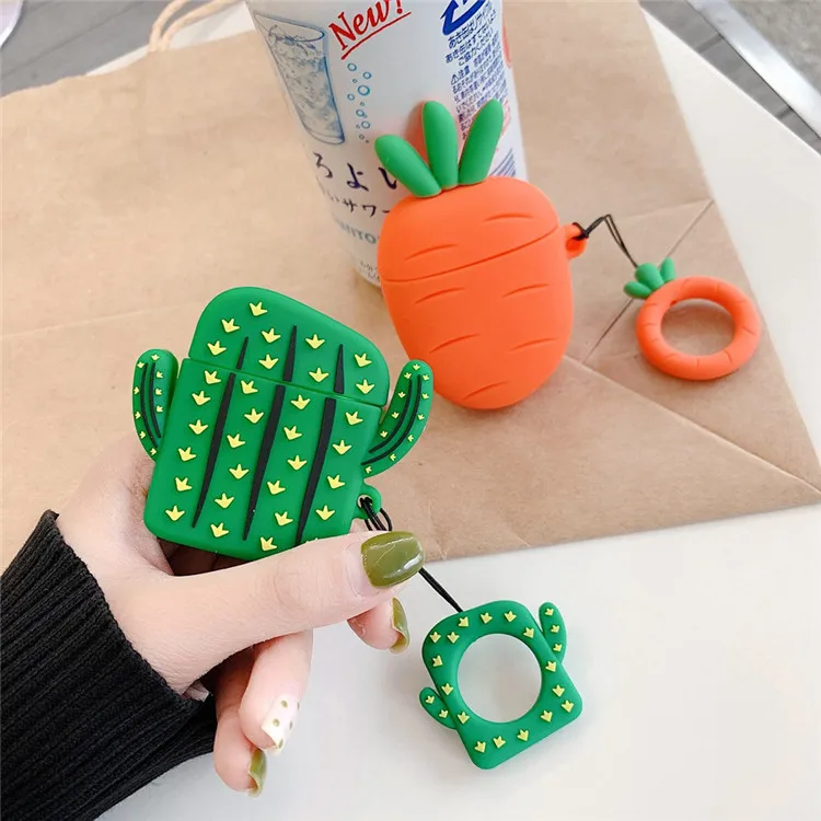 

Wholesale Cute Carrot Cactus Silicone Earphone Case Soft Silicon Protection Cover Case For Apple AirPods For Airpods 2
