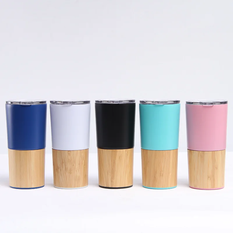 

wholesale 20 oz reusable insulated travel coffee 20oz double walled stainless steel bamboo tumbler cups in bulk, Picture