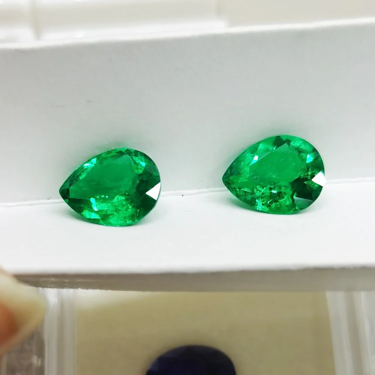 

1.0 carat pear shape lab grown hydrothermal green emerald price per carat, Lasting long