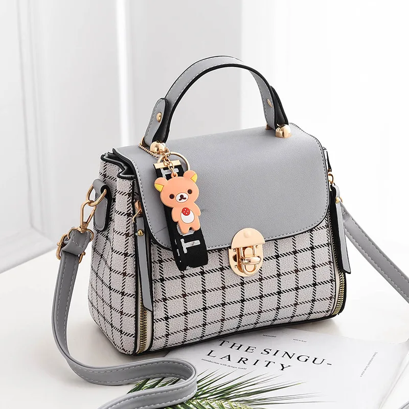 

LZYMSZ Hot fashion pu leather with charm little girl handbags gray pink mini handbag