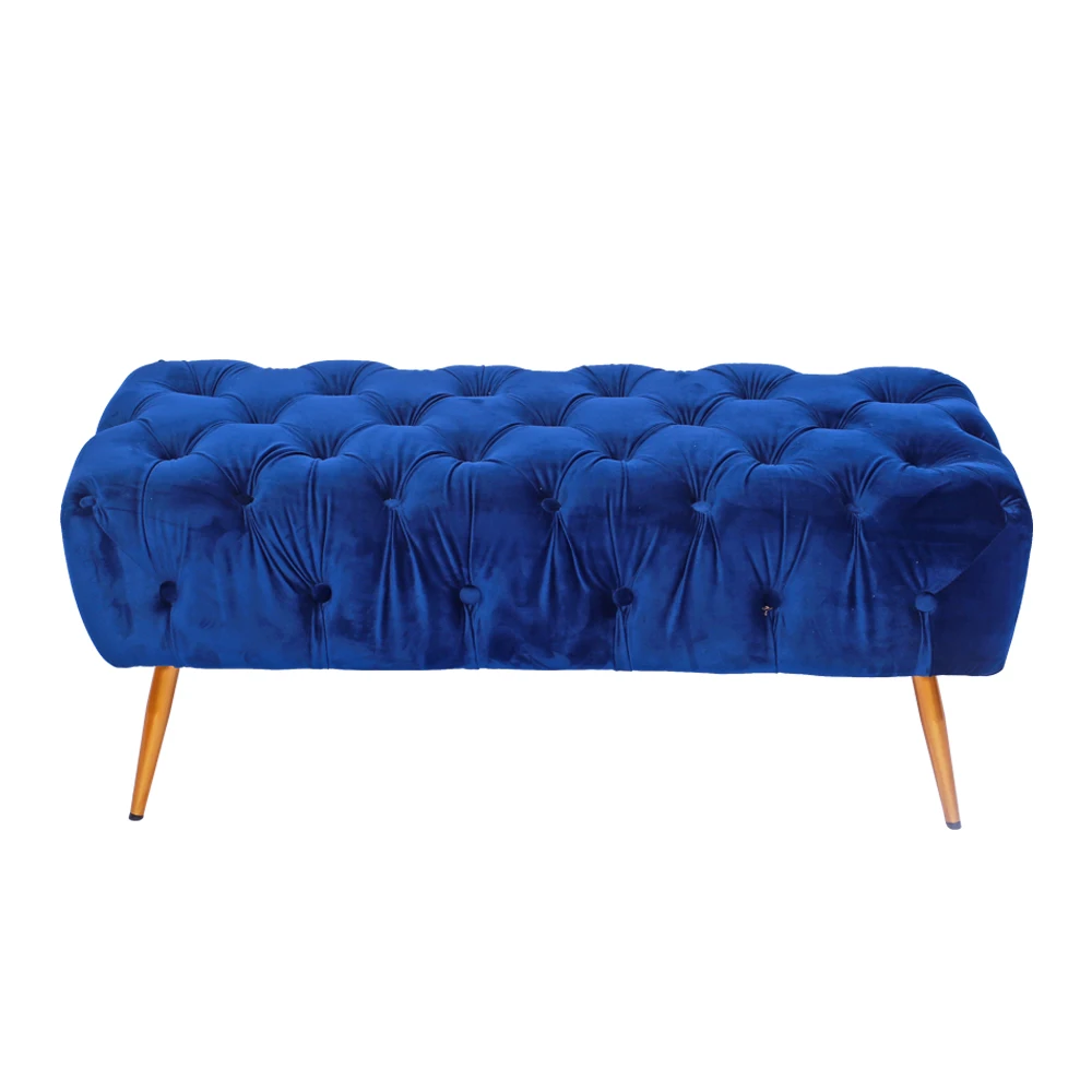 
Laynsino Luxury furniture bench Tufted Button velvet metal leg Ottoman Benchs 
