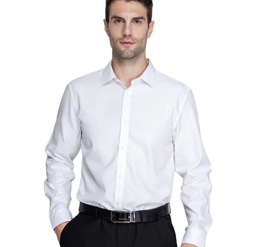 

High Grade Pure Cotton DP Non Iron Long Sleeve Hidden Placket Business Dress Shirt For Men