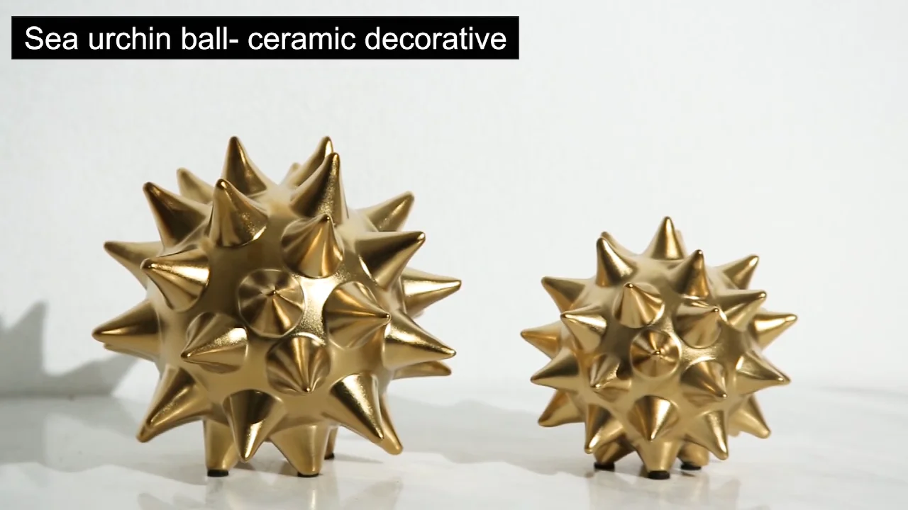 Turkey Gold Sea Urchin Ball Ceramic Sculpture Statue European Decor Art