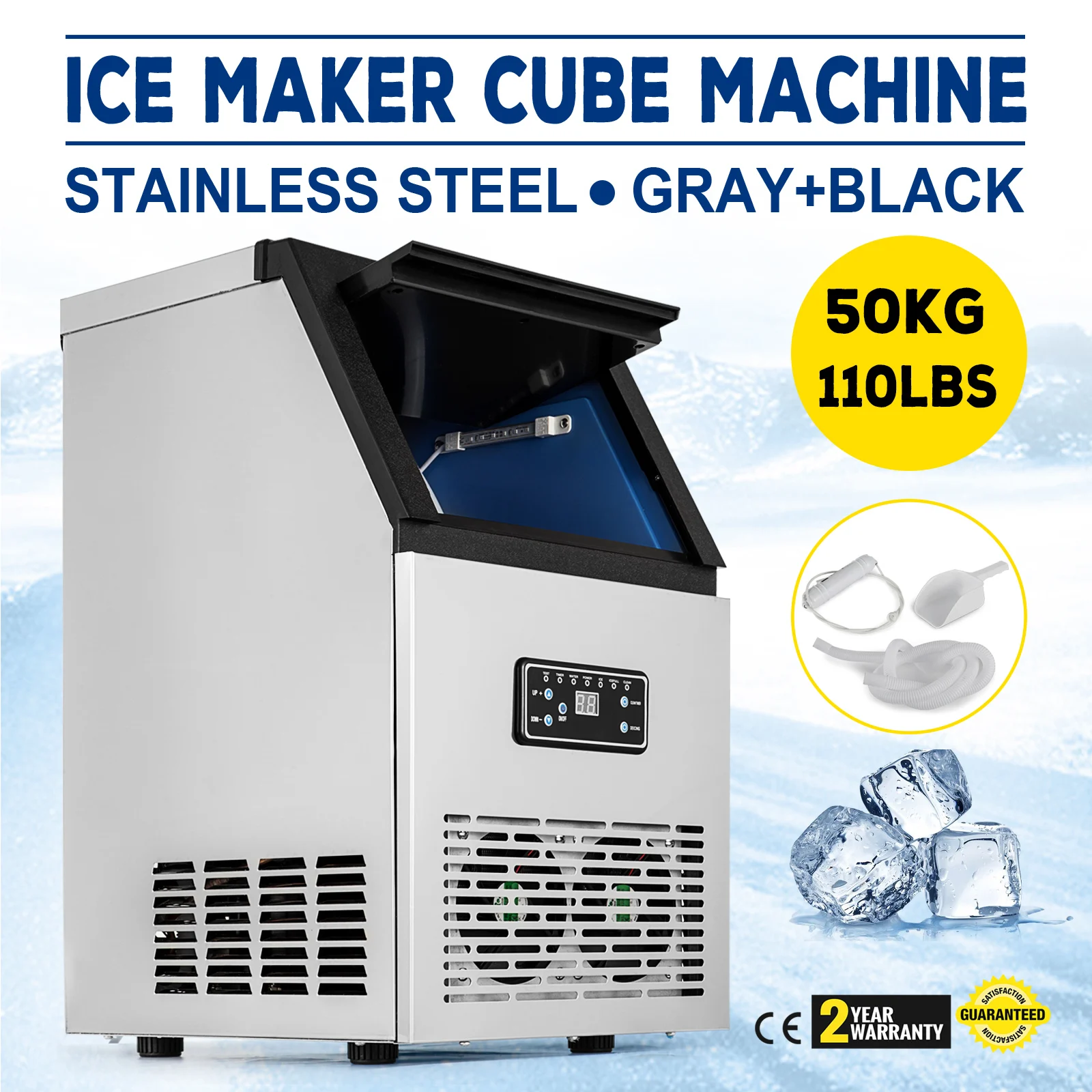 
Ice maker 50KG Commercial Ice Cube Making Machine Factory direct sales 