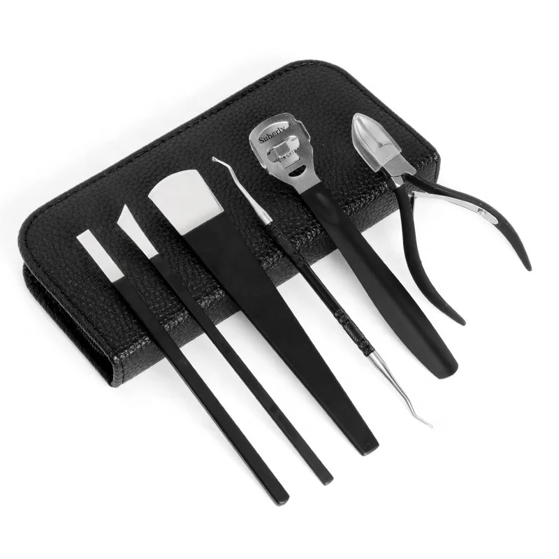 

Factory Price Black High Quality Dead Skin Care Callus Remover Scraper Dead Skin 6pcs Pedicure Knife Tool Kit