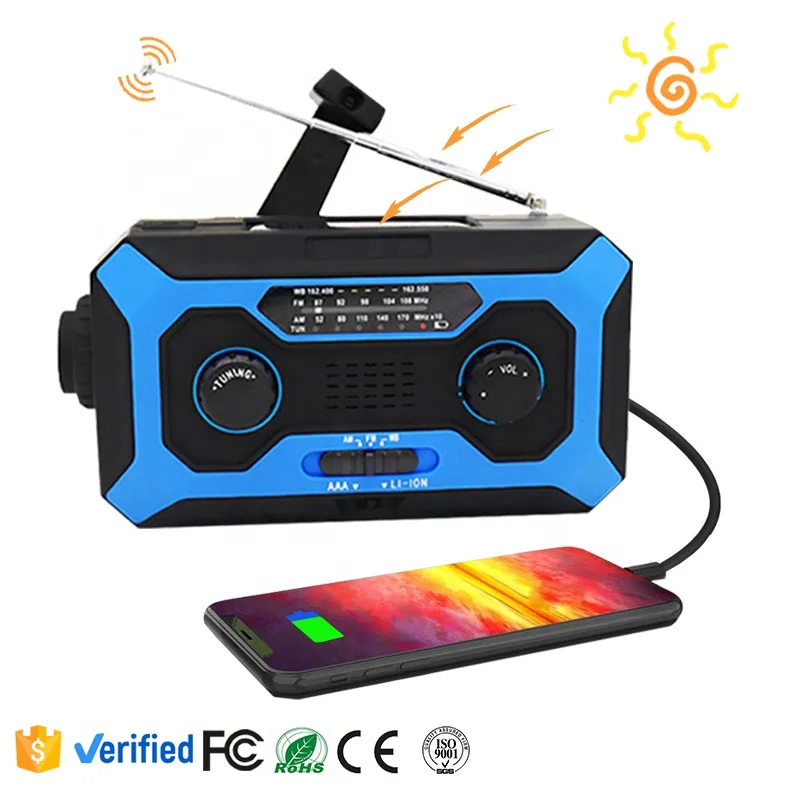 

Dooomore 4000mah solar crank emergency weather am fm radio portable dynamo with flashlight