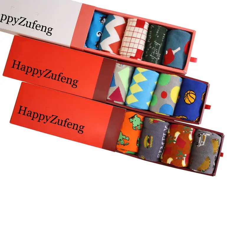 

Popular crew custom cotton men happy socks package, Custom color