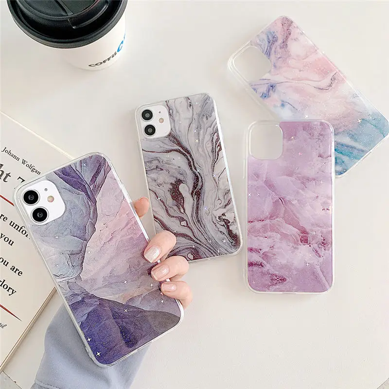 

Glitter Marble Texture Phone Case For iPhone 11 11Pro Max XR XS Max X XS 7 8 Plus Gradient Marble Back Cover For iPhone SE 2020