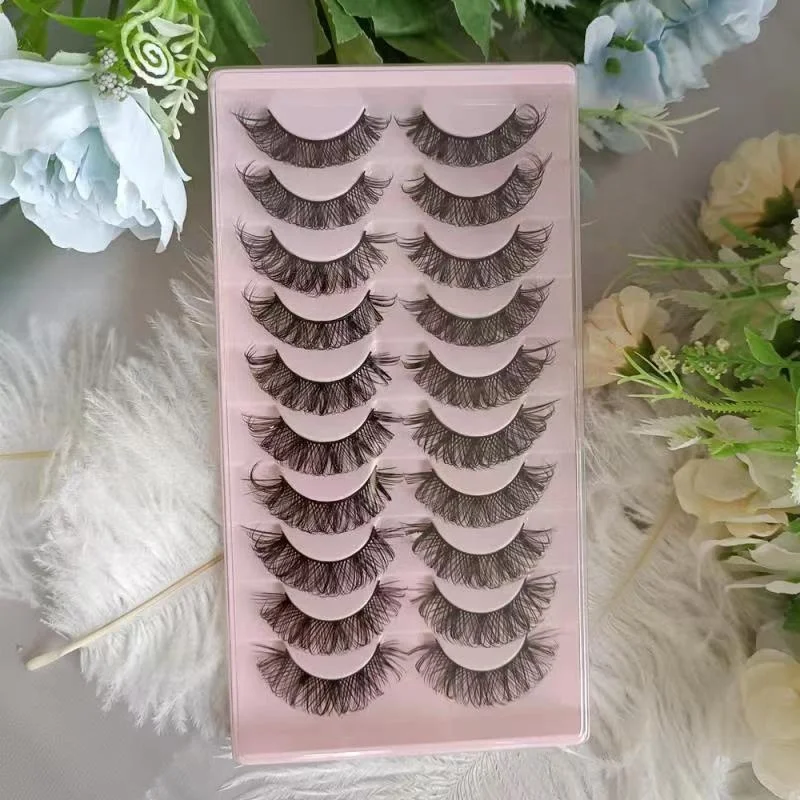 

Fluffy Dd Curl Strip Mink Eyelashes Dramatic Russia Eyelashes Wholesale Deep Curl Strip Eyelashes, Black