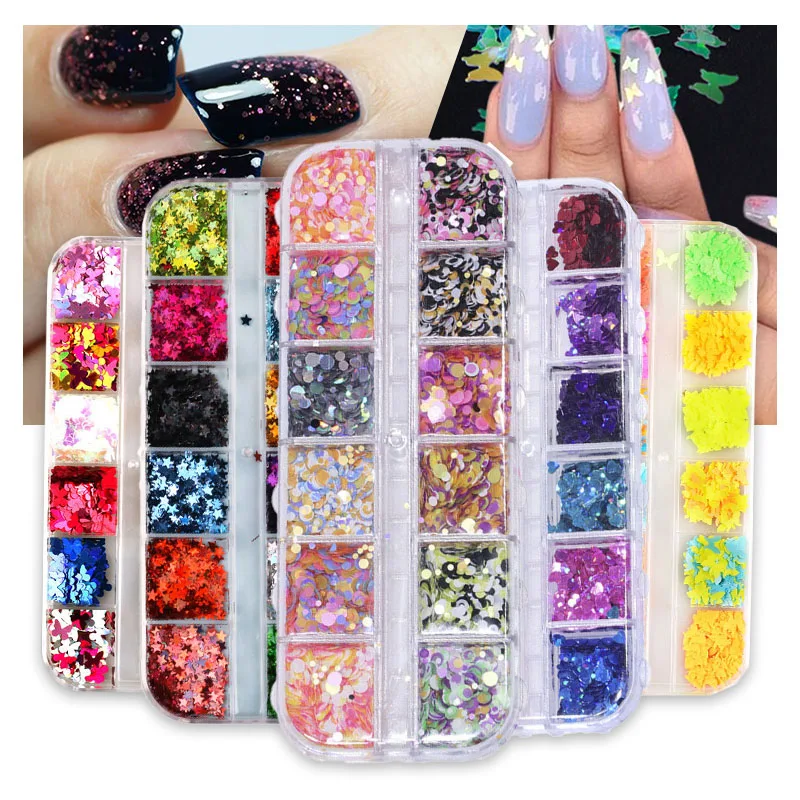 

Glitter Irregular Paillet Sequin Ab 3d Laser Butterfly Shape Silver Holographic Art Nail Sequins