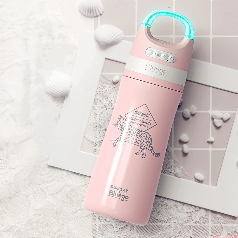 

2020 Amazon stainless steel vacuum flask with blueteeth music outdoor sports water bottle blue tooth sports bottle