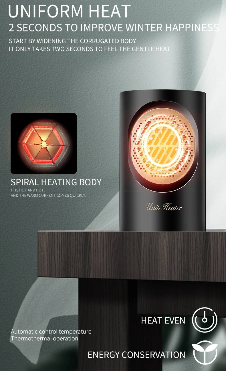 Living Room Portable Household PTC Electric Mini Heater With Fan