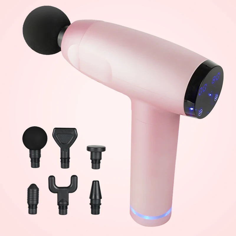 
high-quality adjustable percussion booster deep tissue massage gun 6 heads fascia fun 