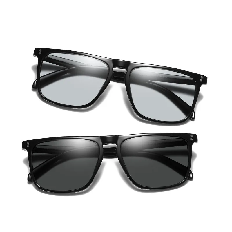 

New product 2021 fashion square sports driving polarized night vision discoloration glasses photochromic sunglasses men