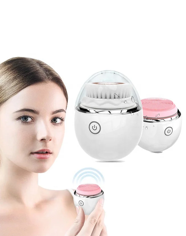 

personalised facial cleansing brush electric silicone facial cleansing brush wireless rechargeable acne facial pore cleanser, White+pink