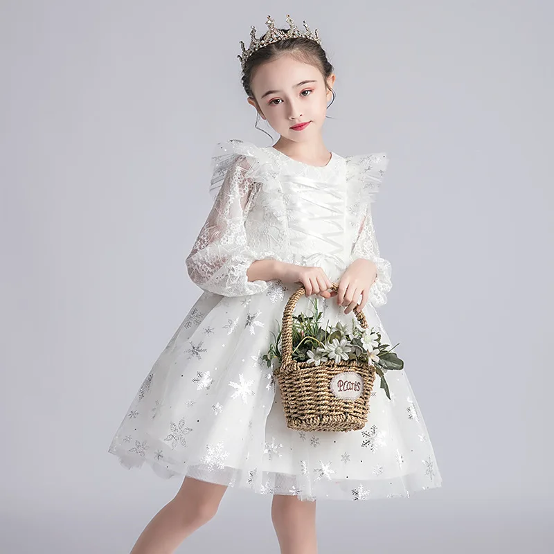 

Kids Dress For Girl Embroidery Princess Frock Gown Dress Children's Tutu Long Sleve For Flower Girls Ball Gown Dress, As show