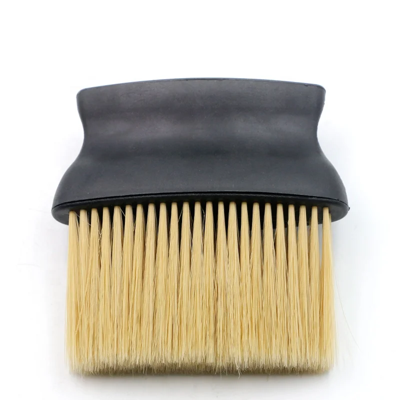 

Professional Barber Shop Hair Cleaning Neck Duster Brush Salon Flat Handle Hair Sweep Soft Nylon Brush, Black