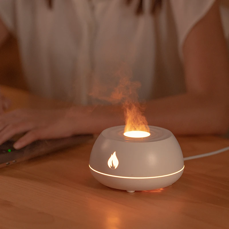 

2023 New 6 color Flame aroma diffuser Bedroom Car Ultrasonic Essential Oil Mini Flame Humidifier