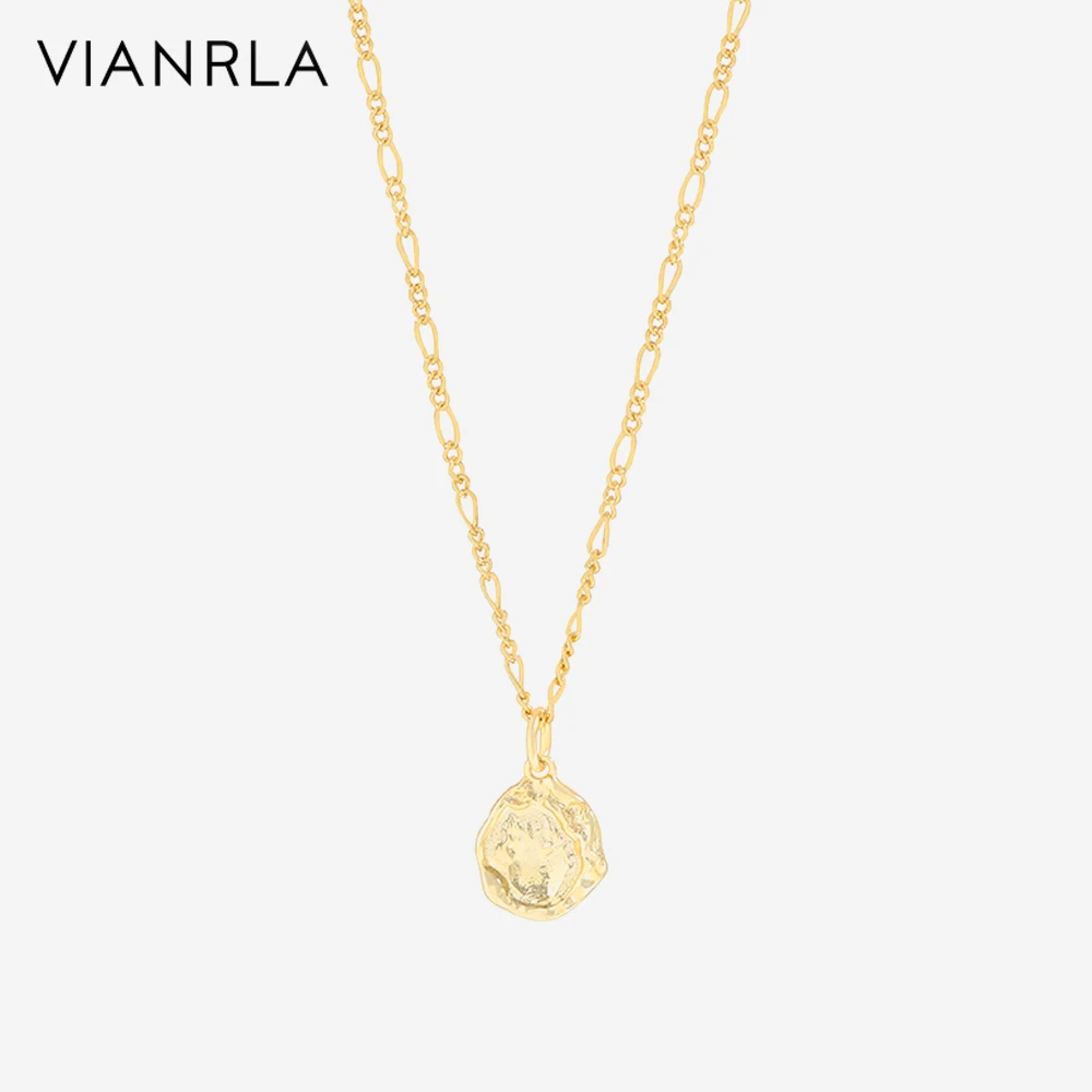 

VIANRLA 925 Sterling Silver Chain Circular Pendant Dainty Jewelry Laser Logo Support Customized