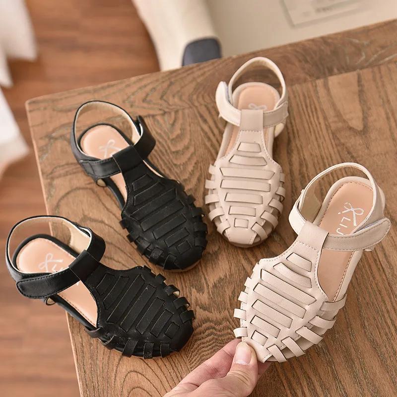

New 2020 Cute baby woven dance shoes fashion princess sandals summer girls weaving hollow soft bottom princess shoes sandals, As picture