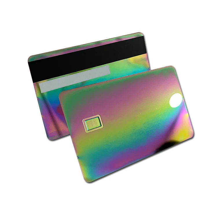 

Factory Hologram rainbow cards Low MOQ Visa ATM Credit Blank Bank Metal Mirror Card