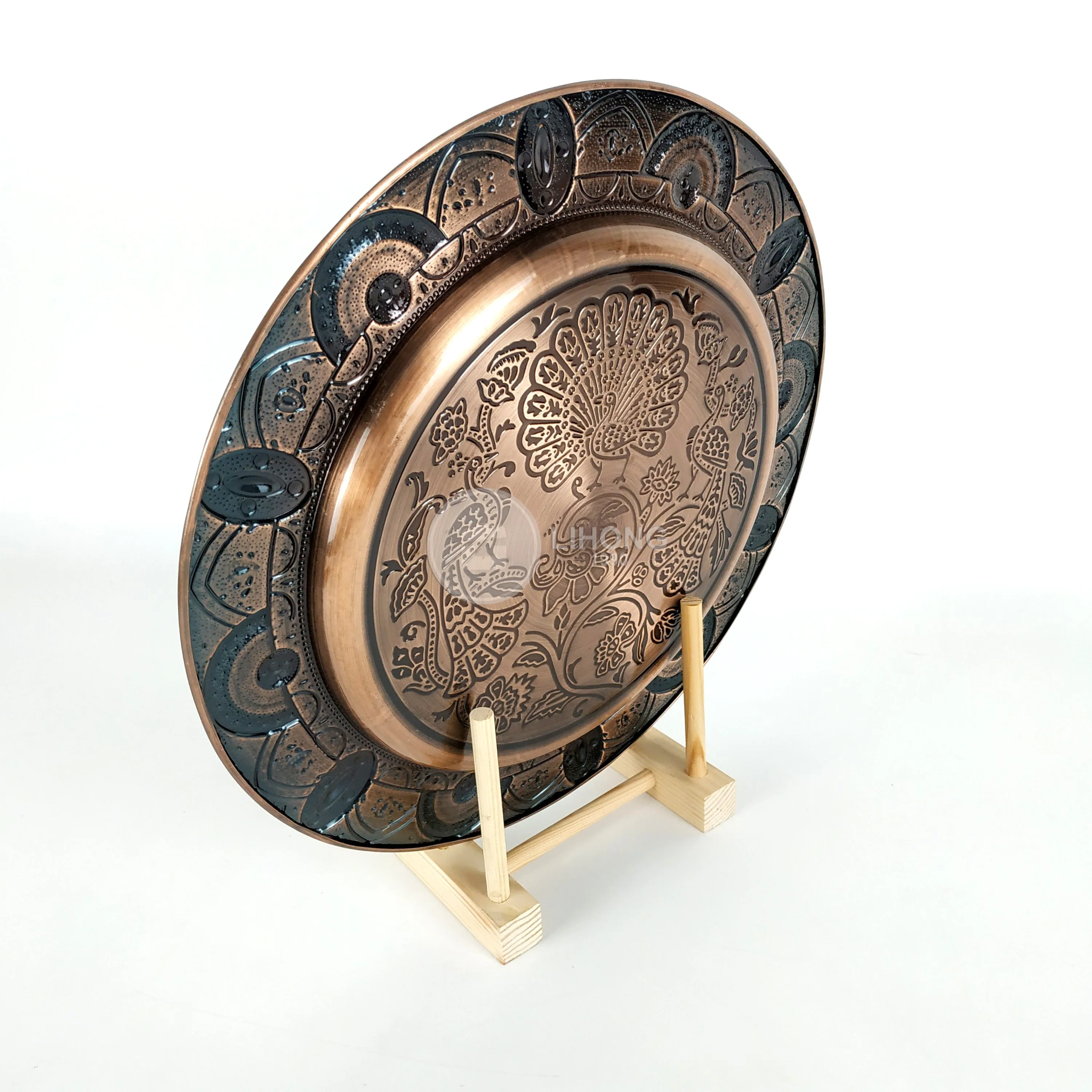 Wholesale stainless steel india underplate 12inch copper metal wedding plate decoration 