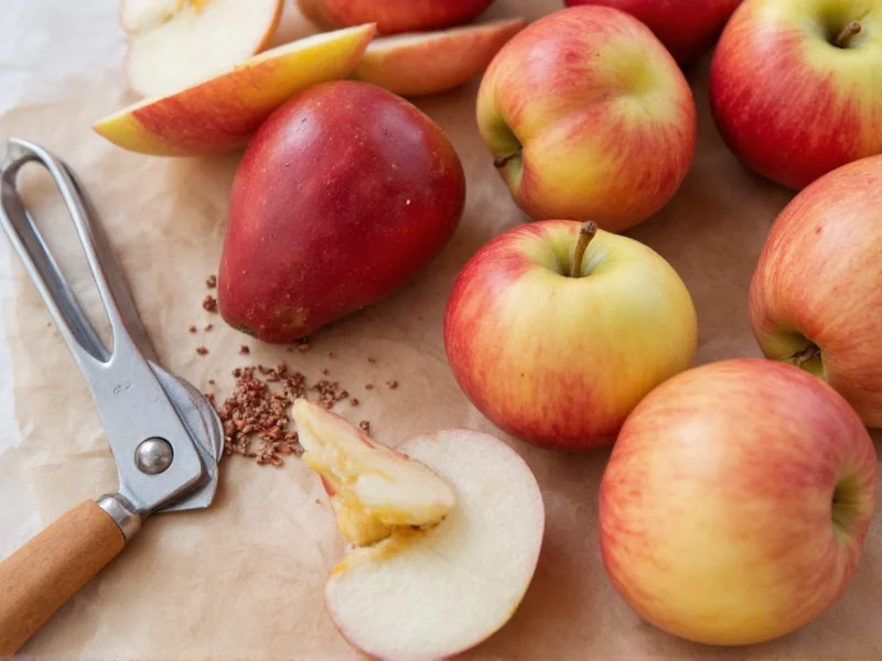 Fresh apples and kitchen tools for homemade applesauce
