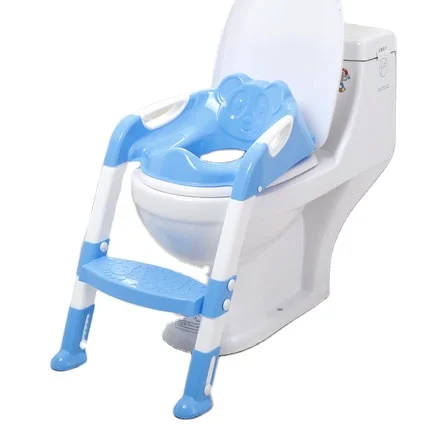 

factory direct soft baby kida ladder potty training toilet seat portable with ladder, Blue/pink