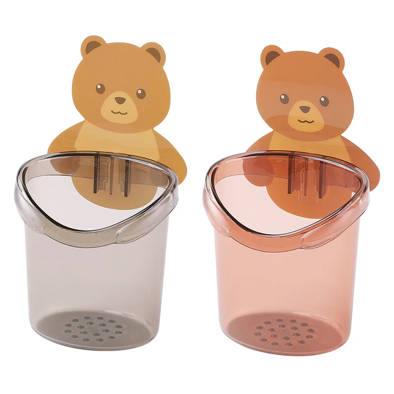 

Explosive toilet paste storage wall type cup holder drain toothbrush holder Bear cup wall holding cup