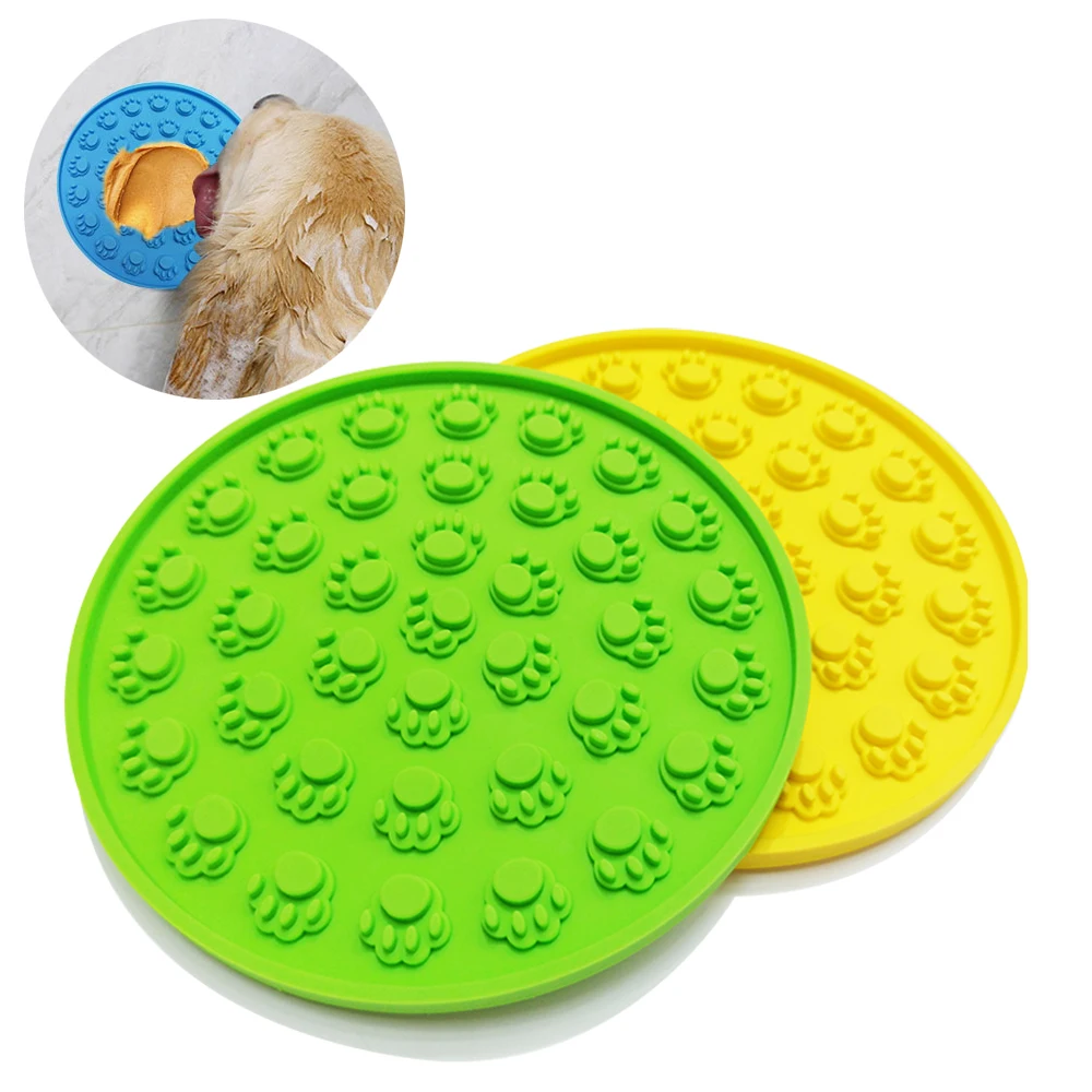 

ZMaker Silicon Dog Lick Pad Puzzle Mat Bowl with Super Suction for Bathing Pet Training Paw, Blue, red, yellow, green