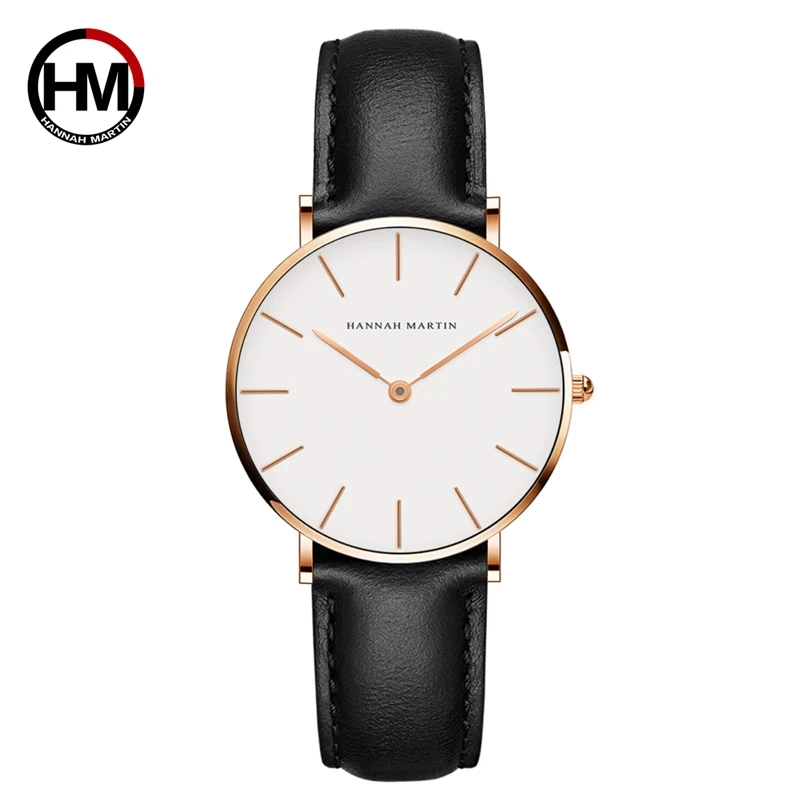Hannah Martin CB36 Classic Quartz Ladies Simple Watches Leather Strap Elegant Small Fresh Ladies Wrist Watch New Watch Women